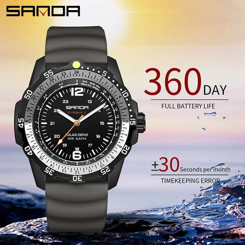 Solar Powered Watch - Роскошные новые мужские часы SANDA на