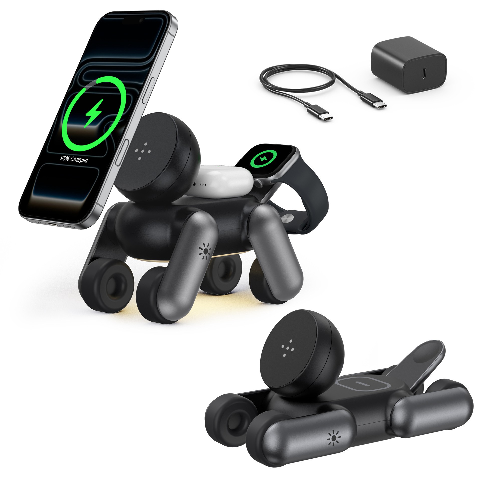 Smartwatch Phone Watches - Магнитное беспроводное зарядное устройство 3-в-1: портативная