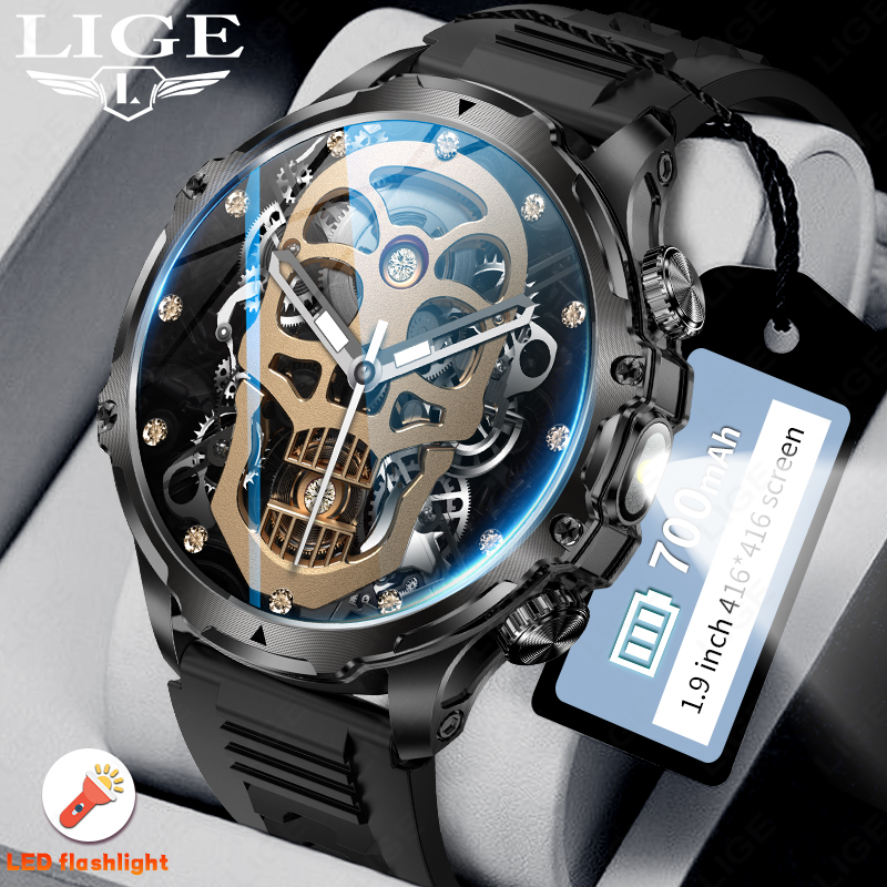 Smartwatch Latest Watches For Men - LIGE 700mah Большой аккумулятор Фонарик Умные