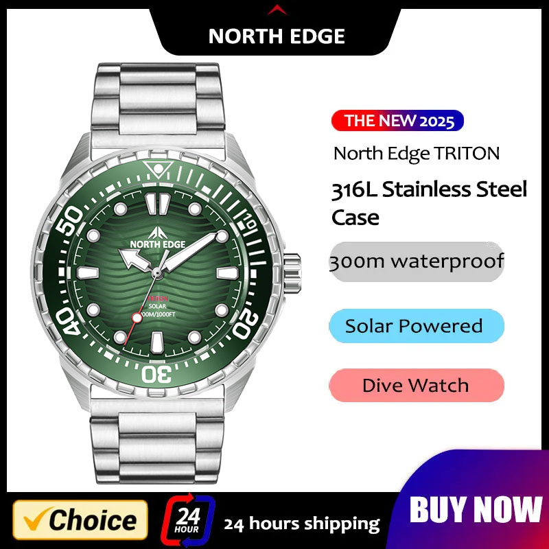 Solar Powered Watch - Новые мужские дайверские часы NORTH EDGE