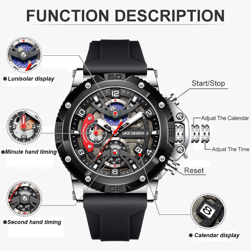 Мужские часы LIGE, топ-бренд,  – обзор и цена Smartwatch Watches Brands For Men
