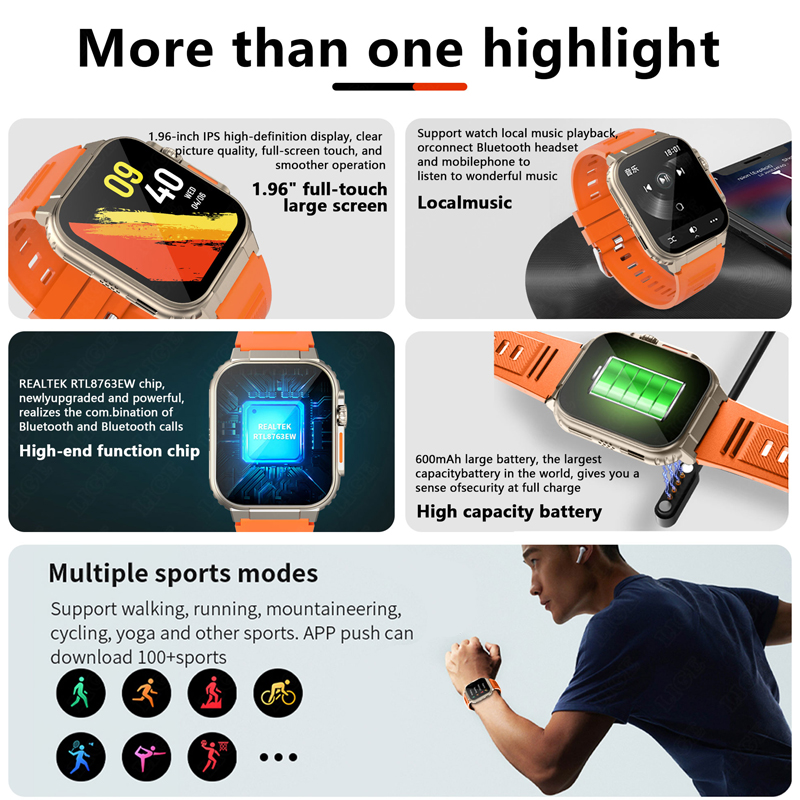 LIGE 600mAh Умные часы Ultra W – обзор и цена Smartwatch Latest Watches For Men