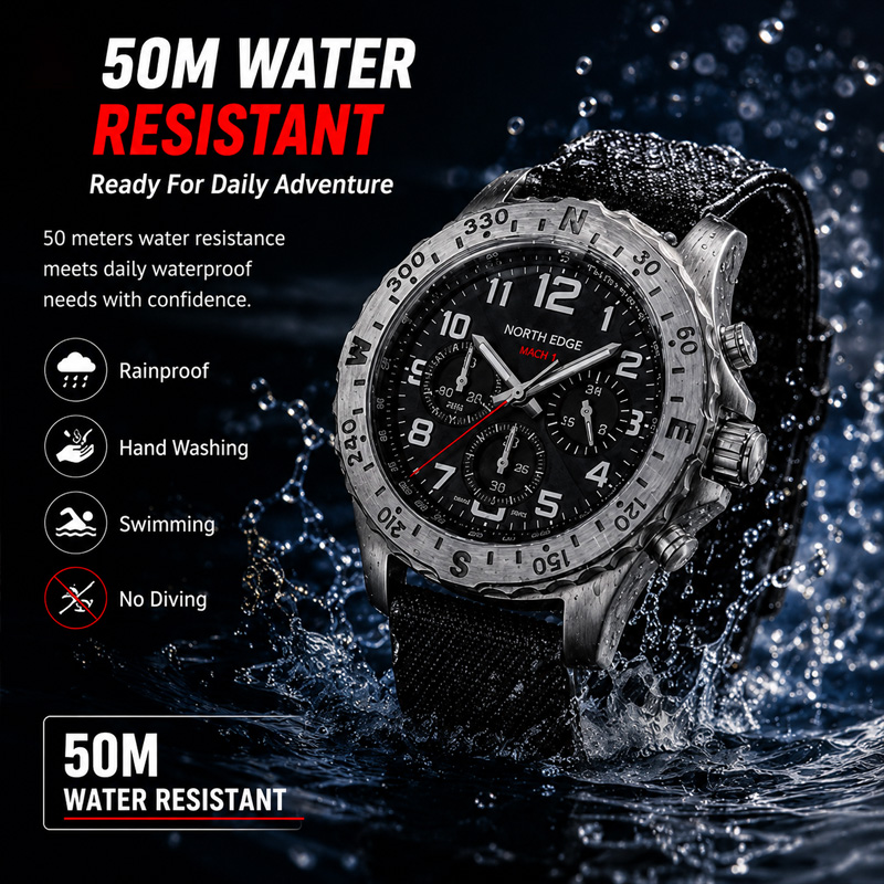 Мужские часы NORTH EDGE MACH 2 – обзор и цена Solar Powered Watch