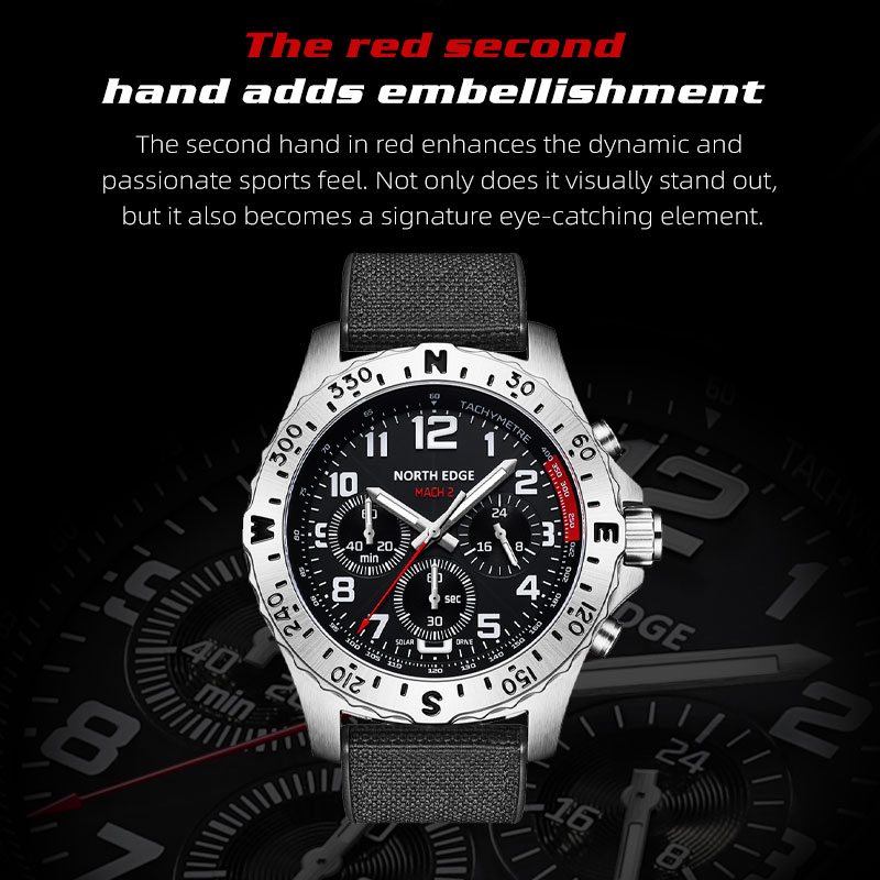 Мужские часы NORTH EDGE MACH 2 – обзор и цена Solar Powered Watch